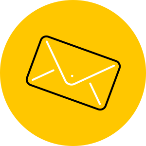 un icono amarillo con un email de contacto